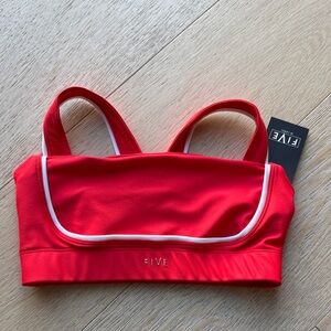 NWT FIVE the Label Dance Red Athletic Sports Bra with White Trim size XS